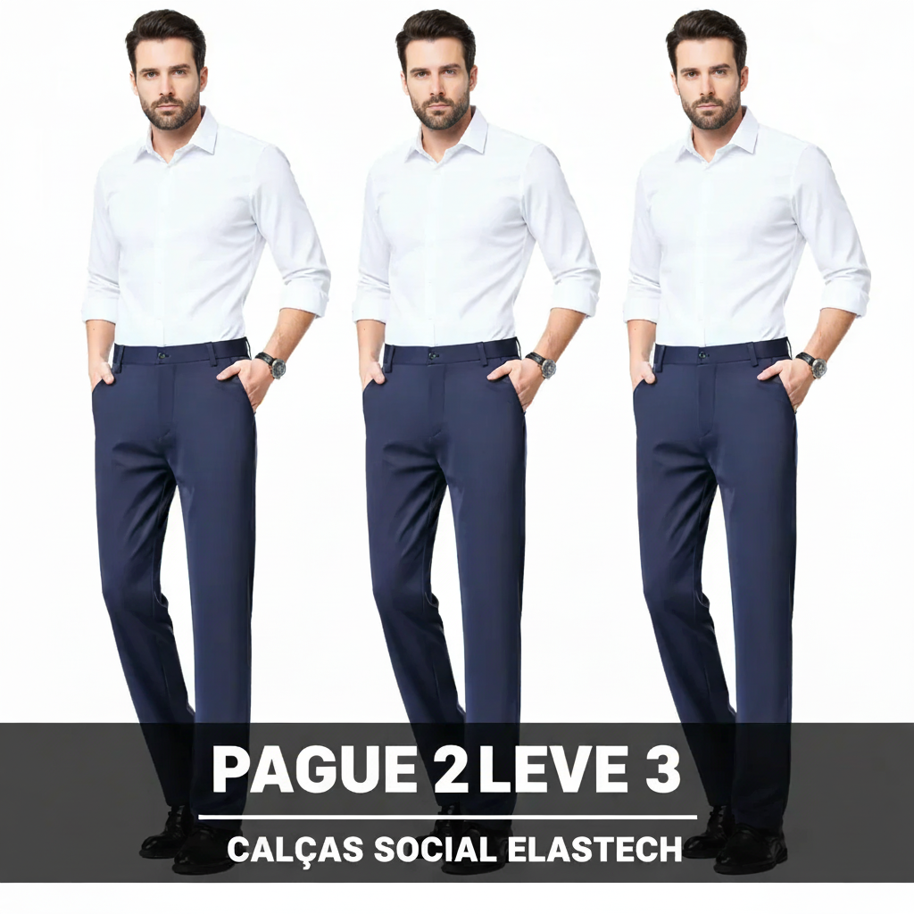 COMPRE 2  LEVE 3 |  Calça Social Clássica Alfaiataria + Cinto de Brinde