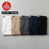 Kit 5 Calças De Sarja Premium Retrô Masculina - Últimas unidades