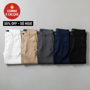 Kit 5 Calças De Sarja Premium Retrô Masculina - Últimas unidades